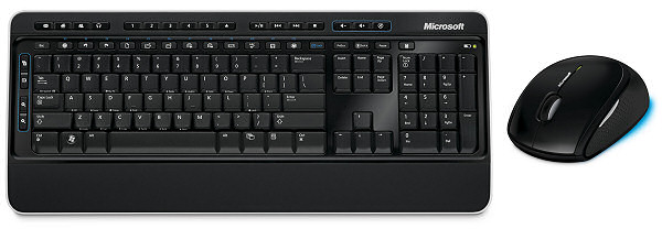 The package comprises Microsoft’s Wireless Keyboard 3000
(US version pictured) and the Wireless Mouse 5000